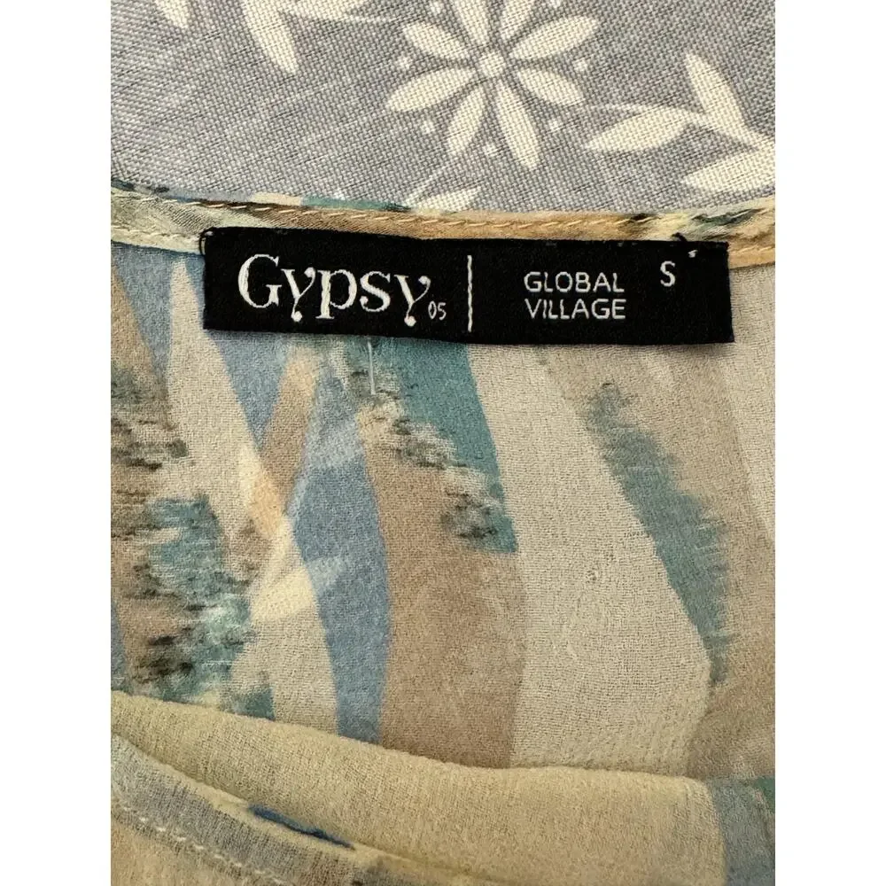 Gypsy 05 Kimono Blouse Womens Small Multicolor Abstract Silk Sheer Dolman Top - Picture 6 of 7